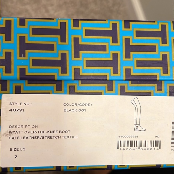 Tory Burch over the knee calf leatherstretch textile boot .Black.Like new Size 7 - Picture 3 of 4